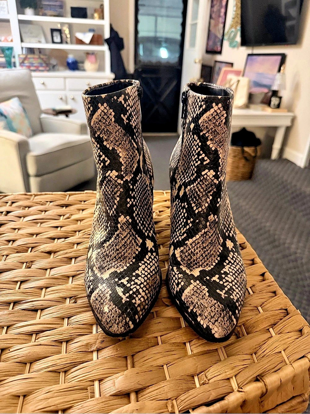 BCBGeneration Snake Print Ankle Boots Black & Brown